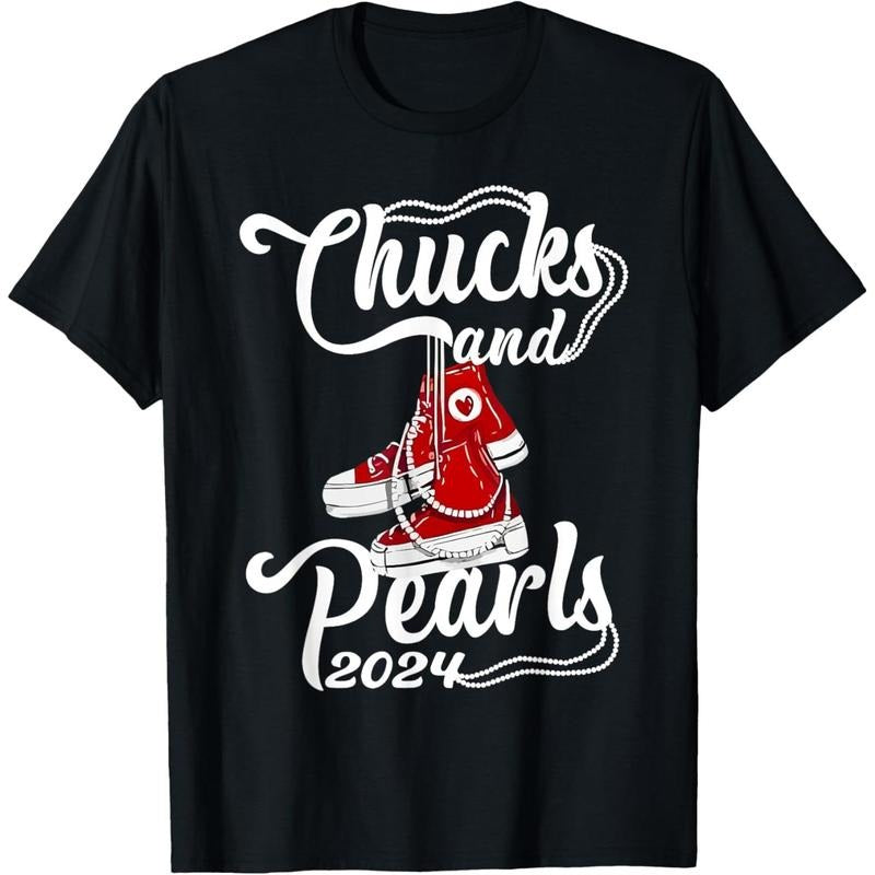 Chucks And Pearls Kamala Harris 2024 Support Gifts Women T-Shirt made in usa Hoodie, Sweatshirt | UrbanDripWear.com