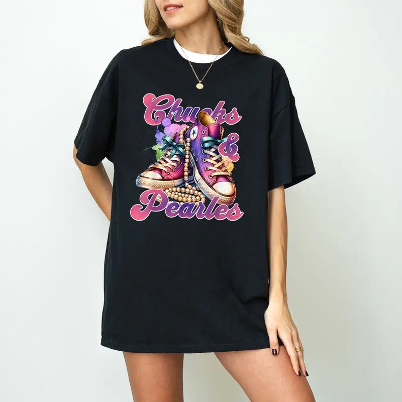 Chucks and Pearls 2024 Shirt, Elections Shirt, Madam President 2024 T-shirt, President 2024 Shirt, Womens Power Shirts,...