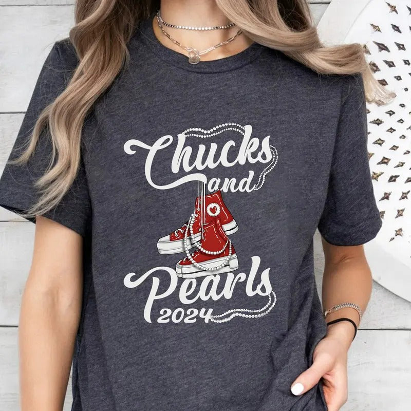 Chucks and Pearls Shirt, Kamala Harris Shirt, Madam President Shirt, Kamala Harris 2024 Shirt, Election 2024 Shirt,...