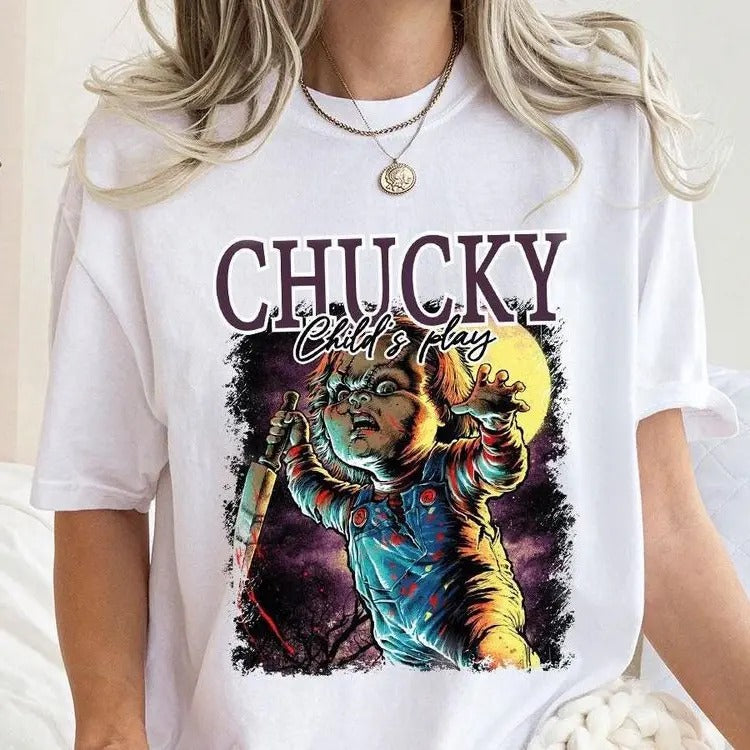 Chucky Halloween Shirt, Horror Movie T-Shirt, Horror Characters Shirts,Halloween Chucky Tee, Gift for Friend, Halloween...