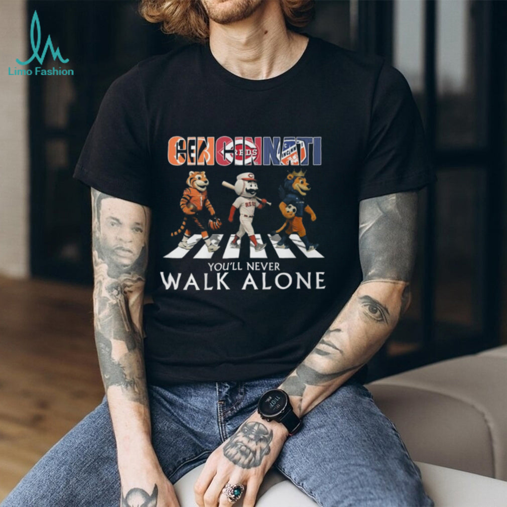 Cincinnati Sports Mascots Abbey Road You’ll Never Walk Alone T Shirt