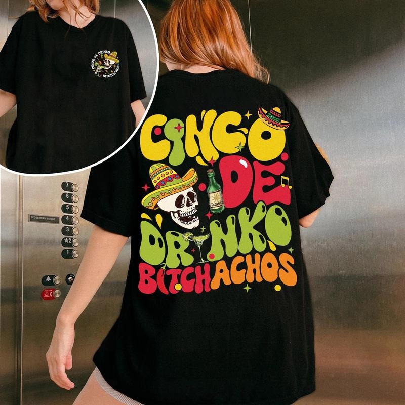 Cinco De Drinko Bitchachos Skeleton T-Shirt, Cinco De Mayo Tee, Mexican Party, Mexican Holidays, Mexico Travel Shirt...