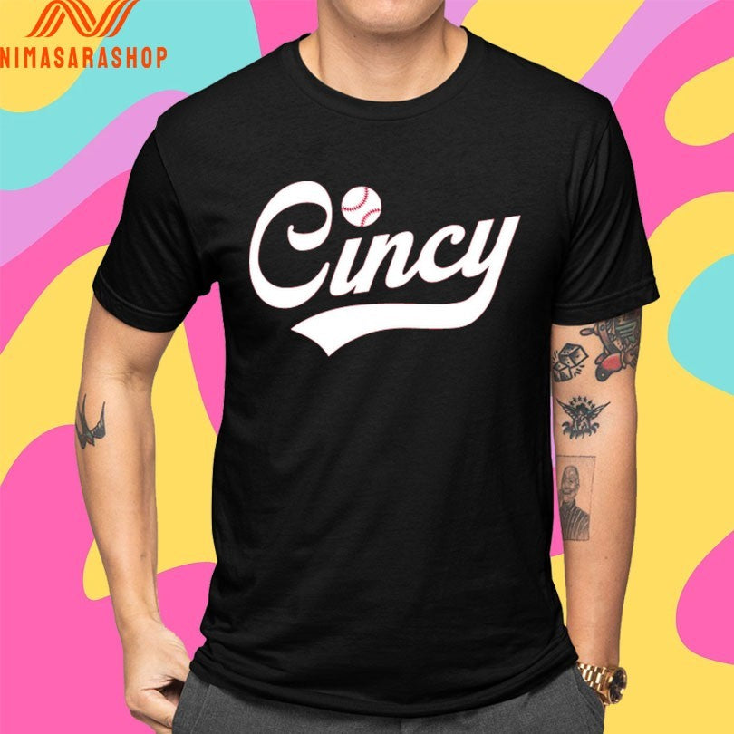 Cincy Baseball Script Shirts