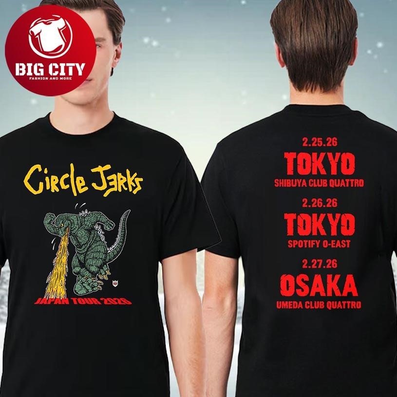 Circle Jerk Japan Tour 2026 From February 25th To 27th At Tokyo And Osaka Two Sided Shirt