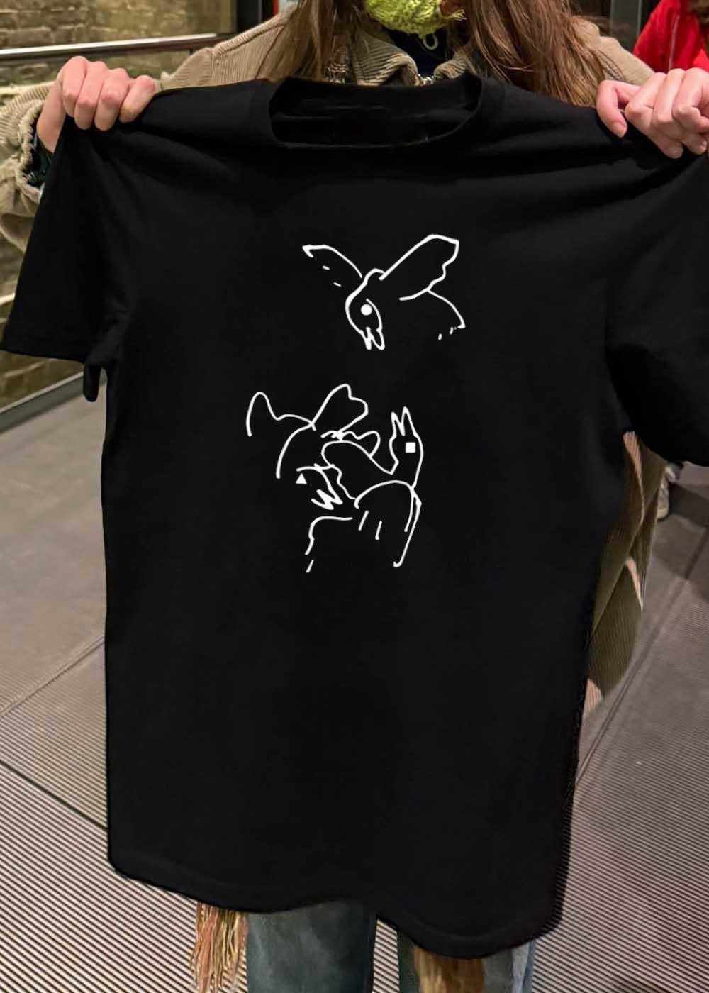 Circle Square Triangle Bird Flying Black T-Shirt