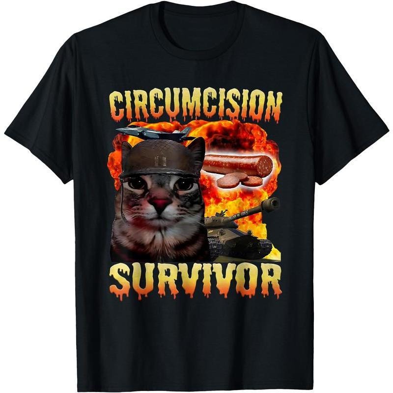 Circumcision Survivor Funny Oddly Specific Cat Meme Cats T-Shirt Hoodie, Sweatshirt | UrbanDripWear.com