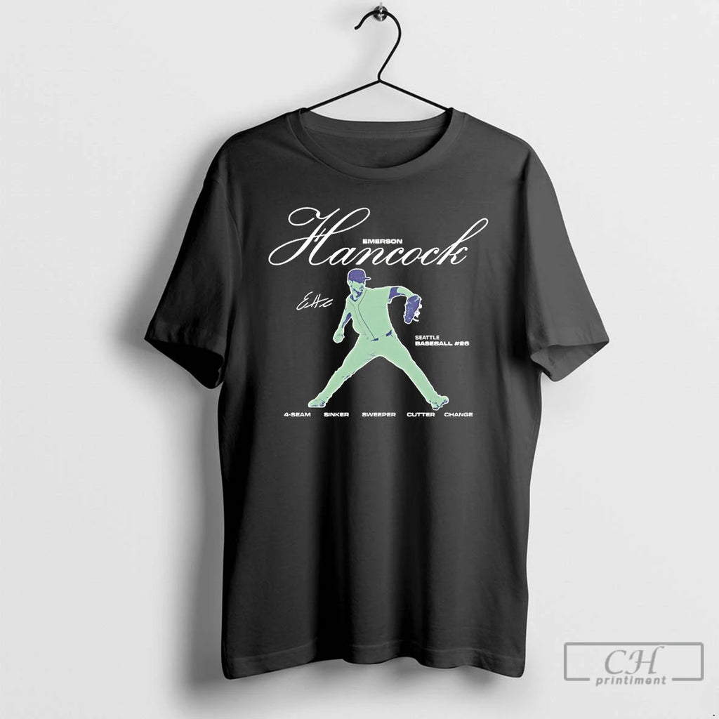 Classic Emerson Hancock 26 Seattle Baseball 4 Seam Sinke Sweeper Cutter Change Signature T Shirts