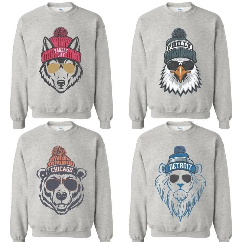 Classic Fit Retro Mascot Football All Team Ash Grey Sweatshirt - Cotton T-Shirts, Hoodie | UrbanDripWear.com