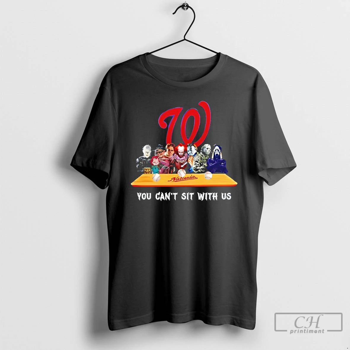 Classic Horror Movie Characters You Cant Sit With Us Washington Nationals Halloween T Shirts