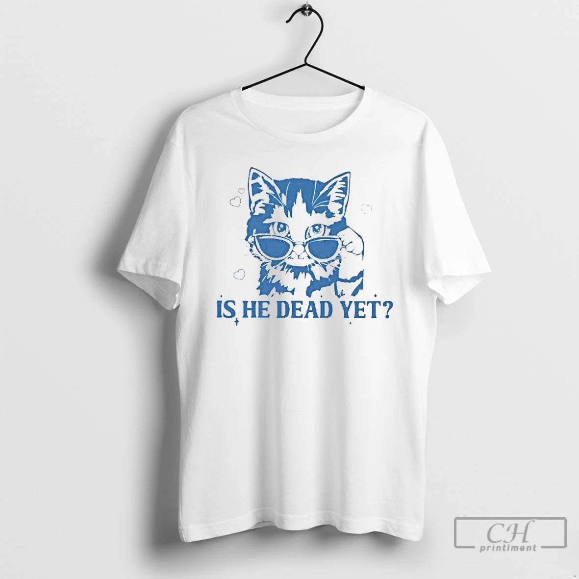 Classic Is He Dead Yet Cat Sunglasses Mens White Tee T Shirts