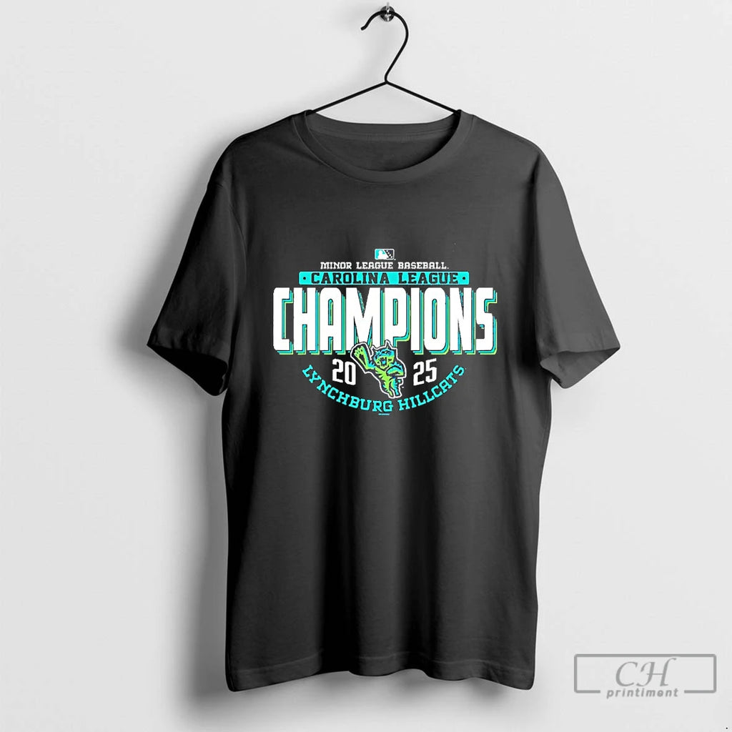 Classic Lynchburg Hillcats Minor League Baseball 2025 Carolina League Champions Blackshirt T Shirts