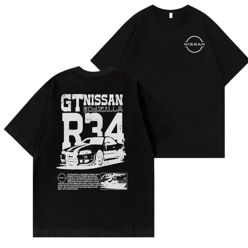 Classic Nissan GT-R34 T-Shirt, Sweatshirt, Hoodie, Unisex Racing Shirt, Car Enthusiast Hoodie, Cotton Menswear
