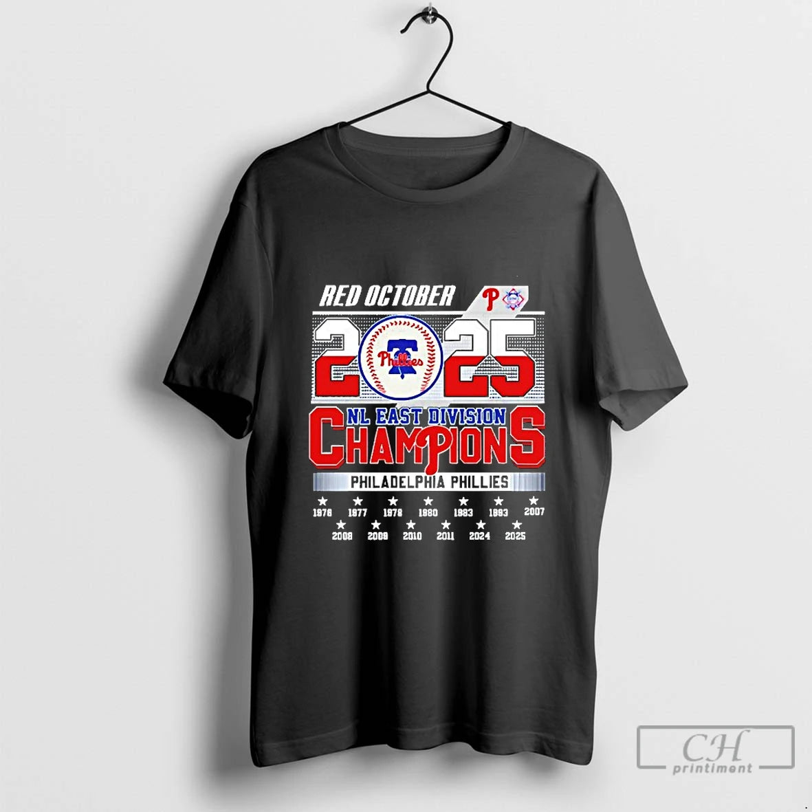 Classic Red October 2025 Philadelphia Phillies Nl East Division Champions Blackshirt T Shirts