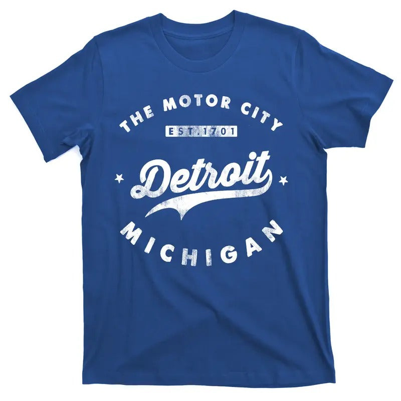 Classic Retro Vintage Detroit Michigan Motor City High Quality 100% Cotton T-Shirt Hoodie, Sweatshirt | UrbanDripWear.com