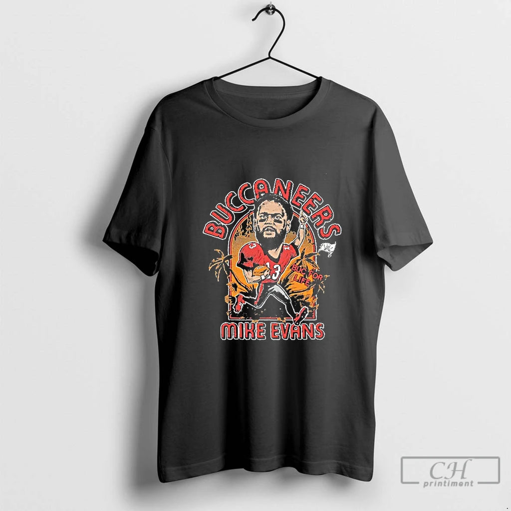 Classic Tampa Bay Buccaneers Mike Evans Buc For Life Player Caricature Blackshirt T Shirts