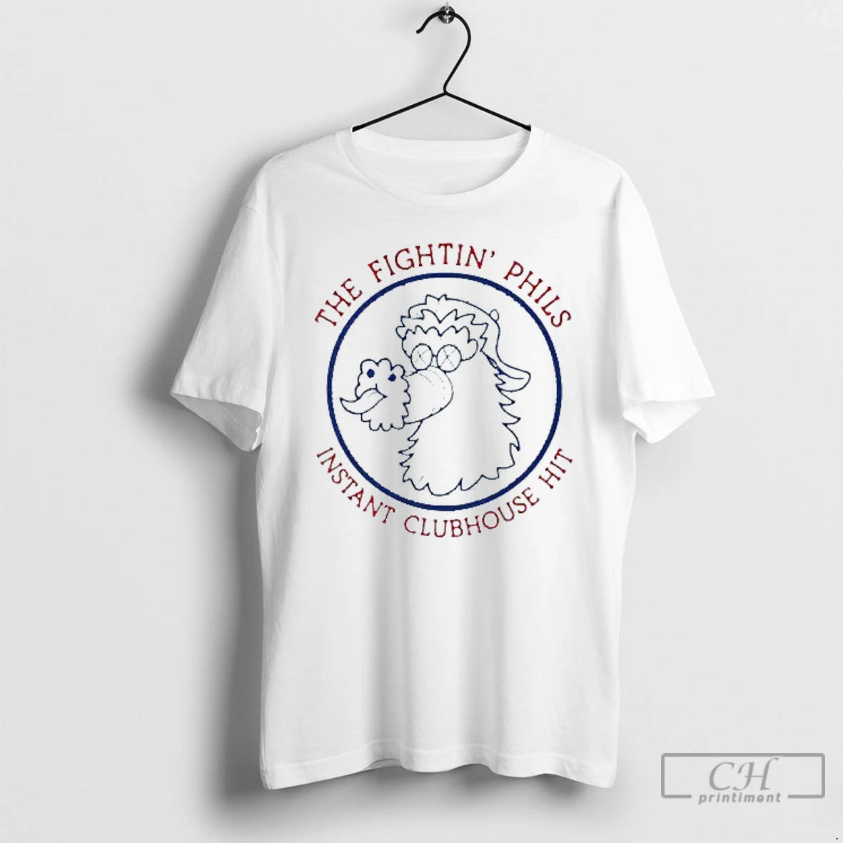 Classic The Fightin Phils Instant Clubhouse Hit Philadelphia Phillies Phanatic Mens White Tee T Shirts