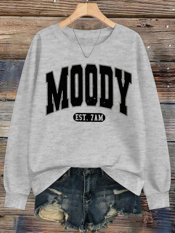 Classic Vintage Letter Print Hooded Fleece Sweatshirt, Fashionable Versatile Round Neck Pullover for Fall & Winter...