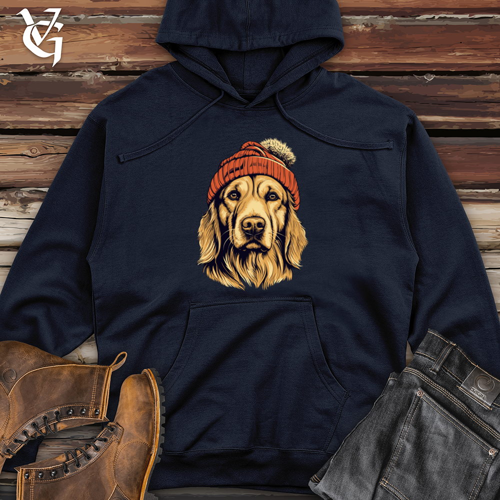 Vintage Beanie Golden Retriever Midweight Hooded Sweatshirt