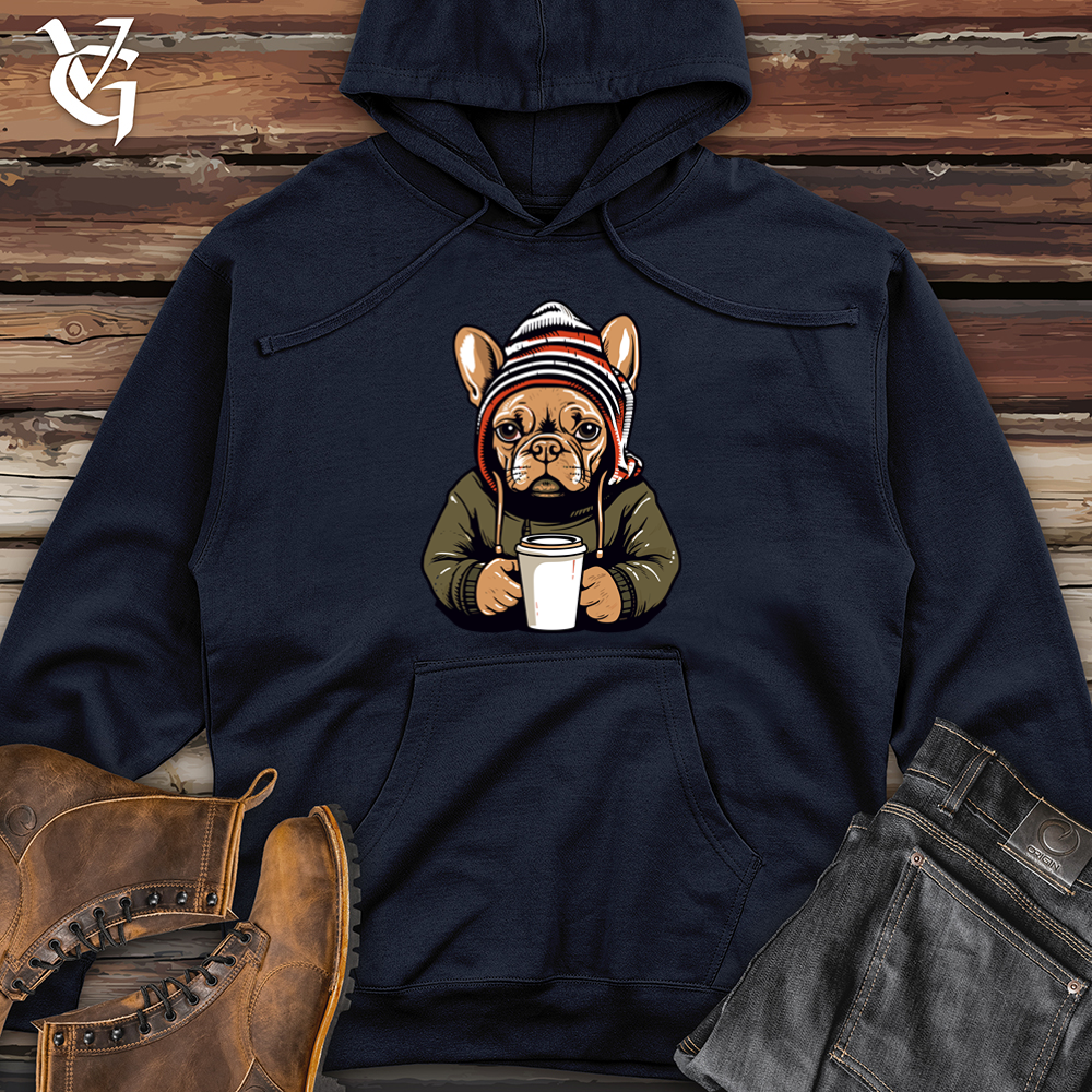 Vintage Coffee Lover Frenchie Midweight Hooded Sweatshirt