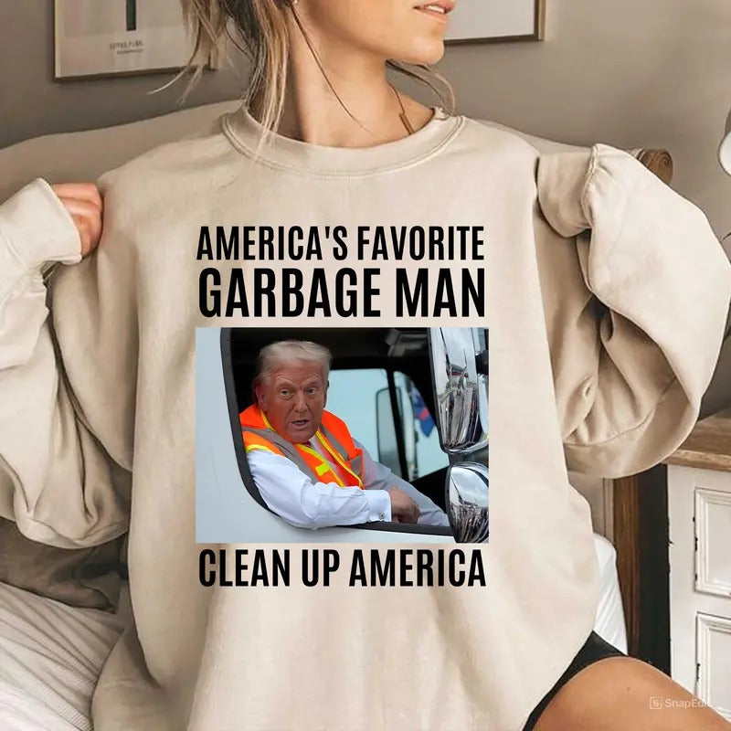 Clean Up America Garbage Donald Shirt, Trum Eras Supporter Rally Shirt, Tump Election Tshirt, MAGA Tee Hoodie, Sweatshirt