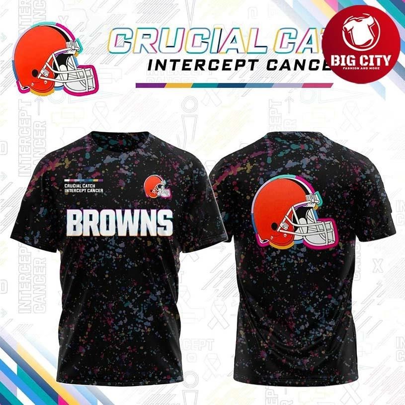 Cleveland Browns x Crucial Catch Intercept Cancer Two Sided Shirt