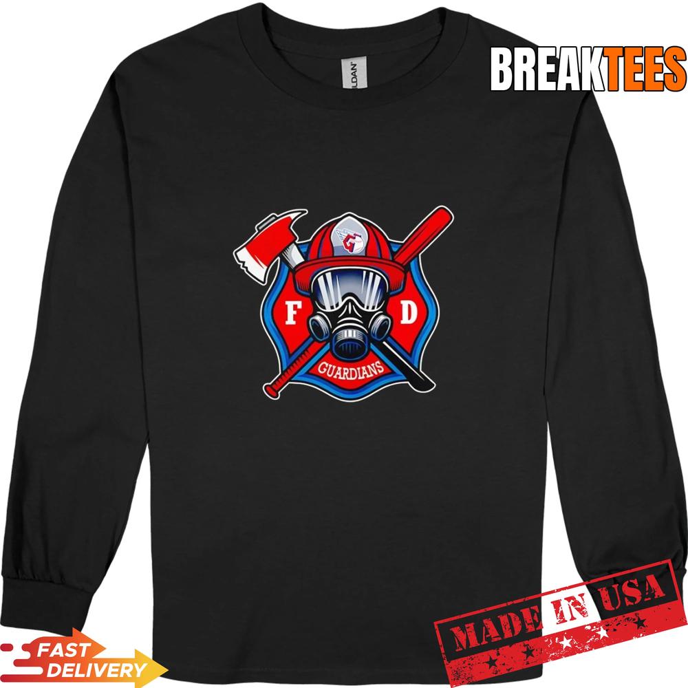 Cleveland Guardians x Firefighters helmet axe and baseball bat T-Shirt