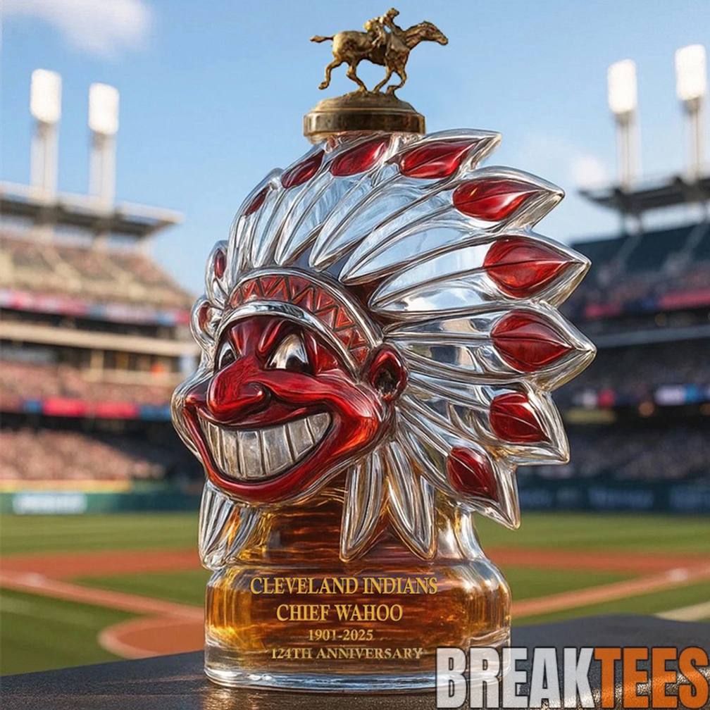 Cleveland Indians Chief Wahoo 124th Anniversary Whiskey Bottle