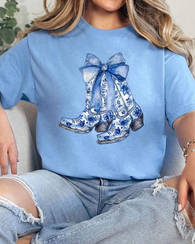Coastal Cowgirl Coquette Bow Short Sleeve Relaxed Fit T-Shirt WESTERN Graphic Tee Hoodie, Sweatshirt | UrbanDripWear.com