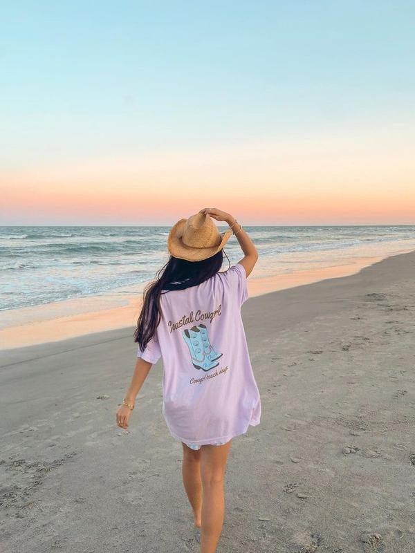 Coastal Cowgirl Shirt Cotton Comfort - Oversized T-Shirt with Graphic Design for Women Hoodie, Sweatshirt | UrbanDripWear.com