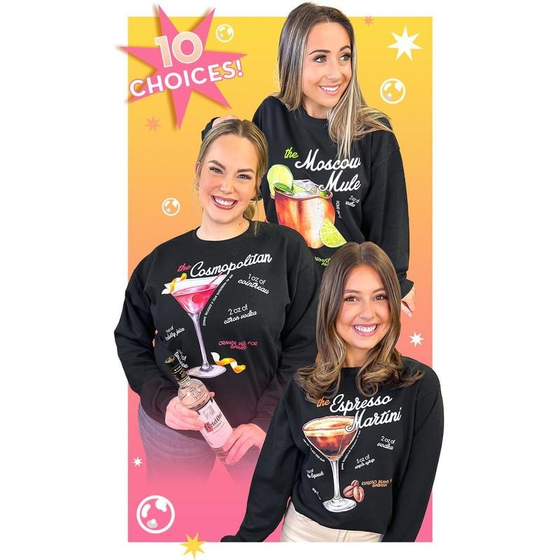 Cocktail Recipe Graphic Sweatshirt T-Shirts, Hoodie | UrbanDripWear.com