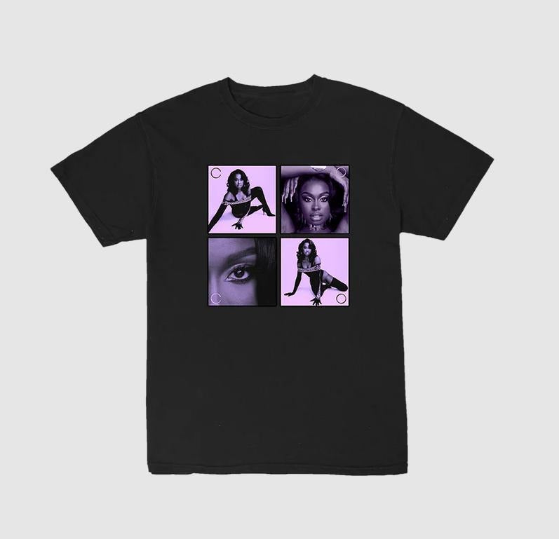 Coco Purple Photo T-Shirt in Black Hoodie, Sweatshirt | UrbanDripWear.com