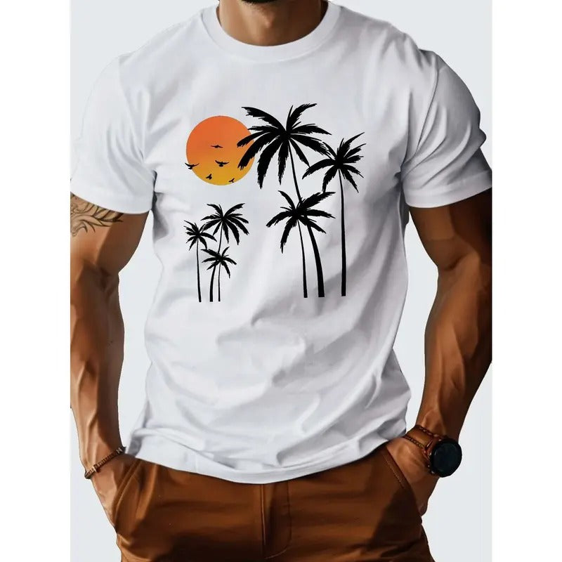 Coconut Trees At Dusk Pure Cotton Men's Tshirt Comfort Fit Made in USA Hoodie, Sweatshirt | UrbanDripWear.com