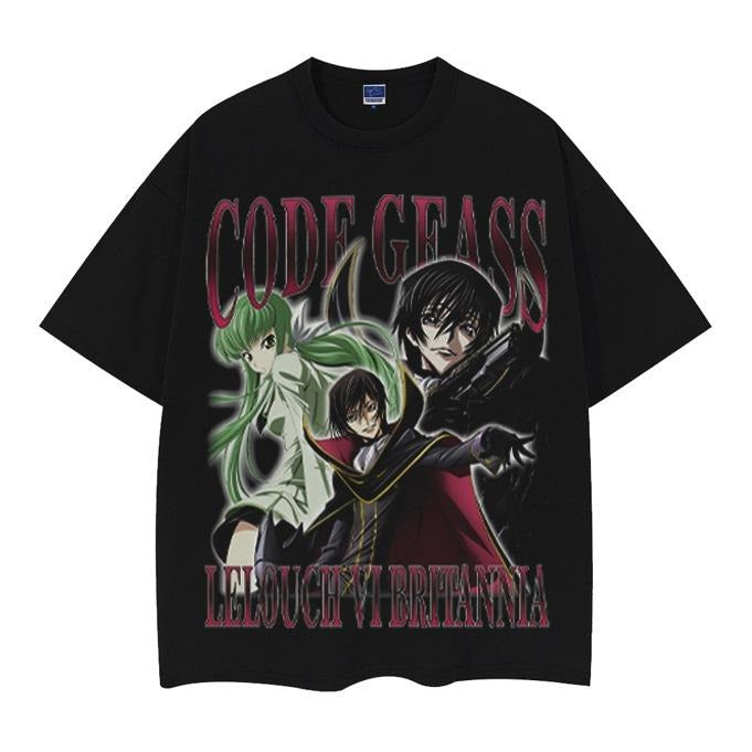 Code Geass "C.C." Vintage Oversized Tee Anime T-shirt 100% Cotton Original Design Men's Top Streetwear Casual Hoodie,...