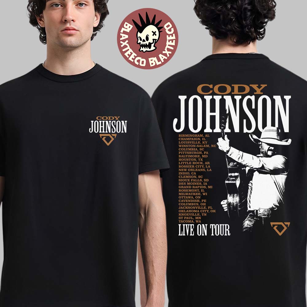 Cody Johnson Live On Tour 2026 Photo With Dates Back T-Shirt