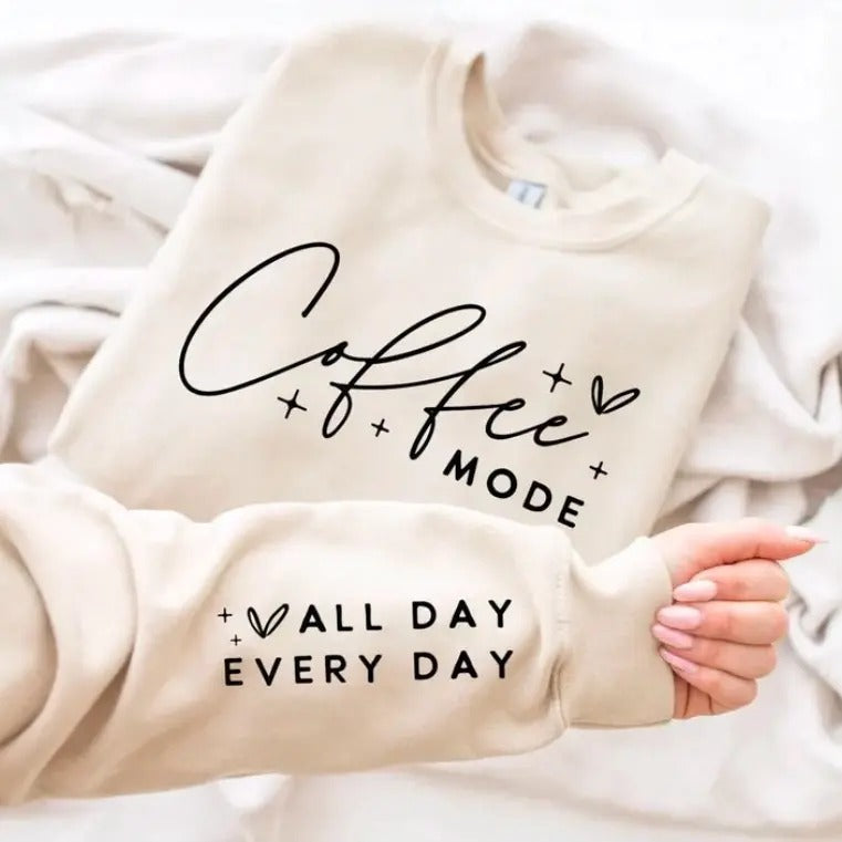 Coffee All Day Every Day Fleece Crewneck Sweatshirt T-Shirts, Hoodie | UrbanDripWear.com