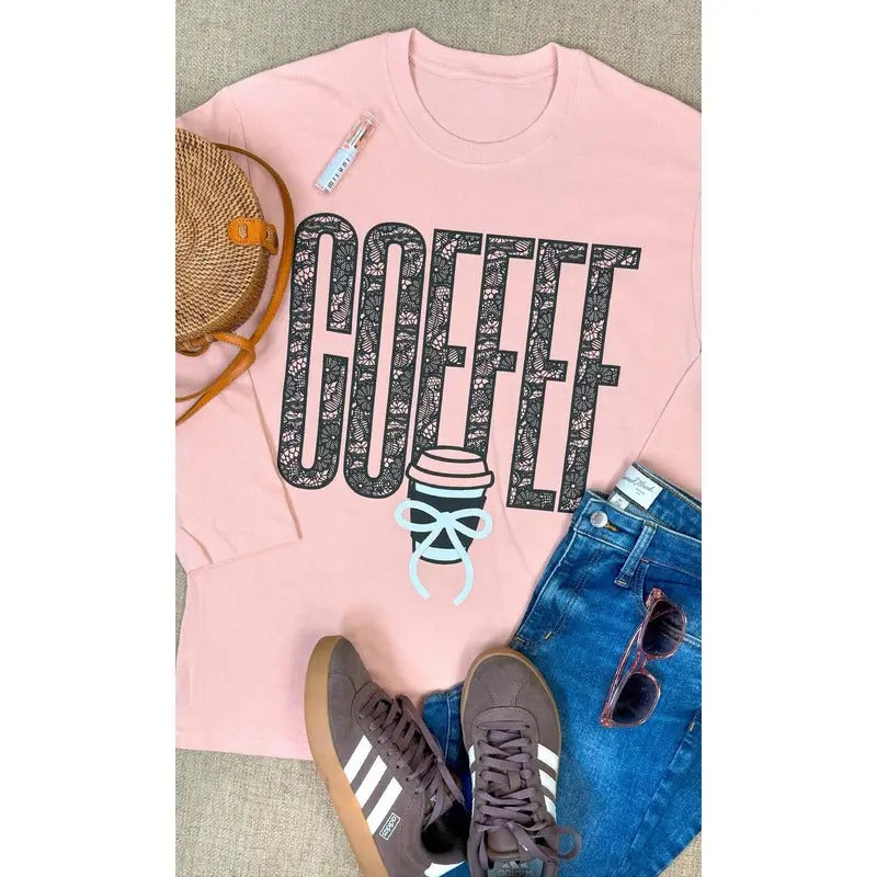 Coffee Lace Graphic BF Long Sleeve T-Shirt Hoodie, Sweatshirt | UrbanDripWear.com