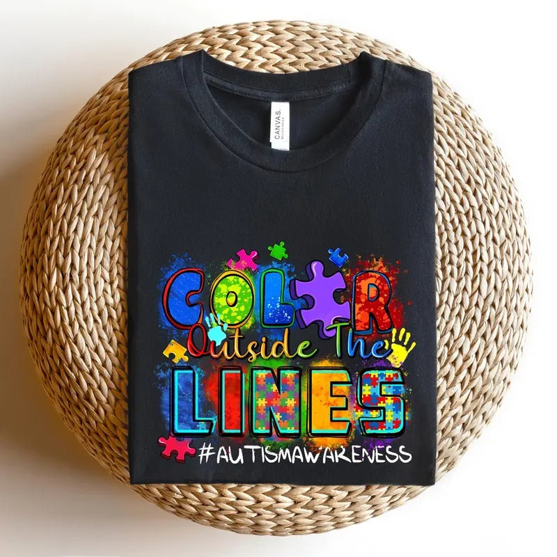 Color outside the lines Autism Awareness ,Autism Awareness , Equality Shirt Hoodie, Sweatshirt | UrbanDripWear.com