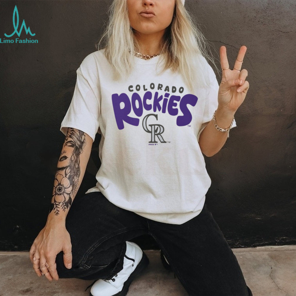 Colorado Rockies Vintage Logo Heather Grey Crewneck T shirt