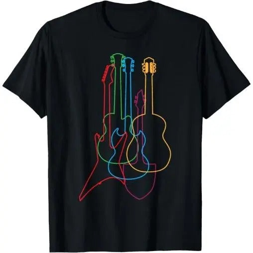 Colored Guitars Electric Acoustic Classical Gift T-Shirt Made in USA Hoodie, Sweatshirt | UrbanDripWear.com