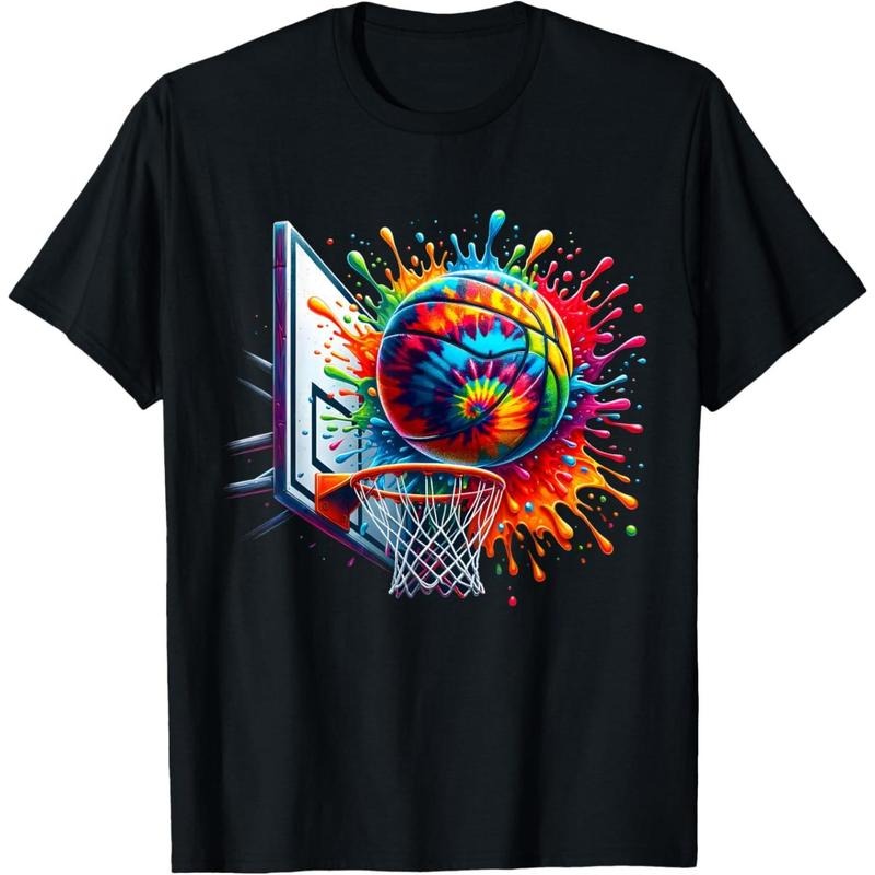 Colorful Basketball Tie Dye Color Splash Basketball Hoop Net T-Shirt made in usa Hoodie, Sweatshirt | UrbanDripWear.com
