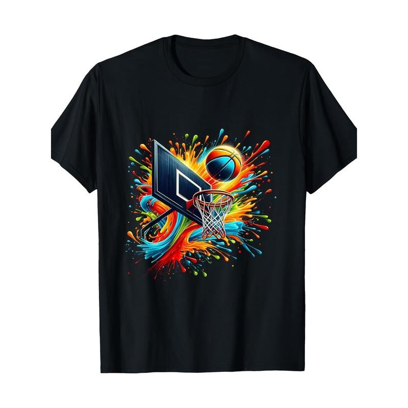 Colorful Basketball Tie-dye Color Splash Basketball Nets T-shirt -100% Cotton Made in USA Hoodie, Sweatshirt