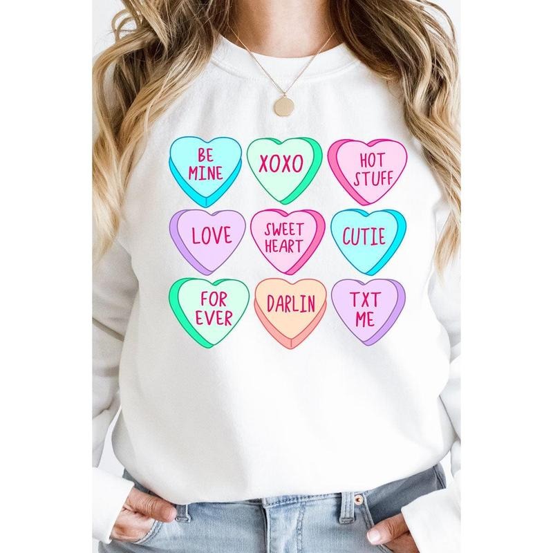 Colorful Candy Hearts Unisex NuBlend Crew Sweatshirt T-Shirts, Hoodie | UrbanDripWear.com