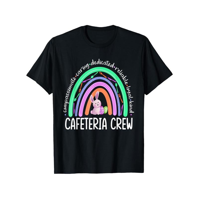 Colorful Rainbow "Cafeteria Crew" Graphic T-Shirt - 100% Cotton, Unisex Short Sleeve Tee for Women & Men, Perfect for...