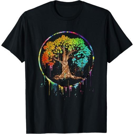 Colorful Tree Life is Really Good Tree Art Watercolor Circle T-Shirt Made in USA Hoodie, Sweatshirt | UrbanDripWear.com