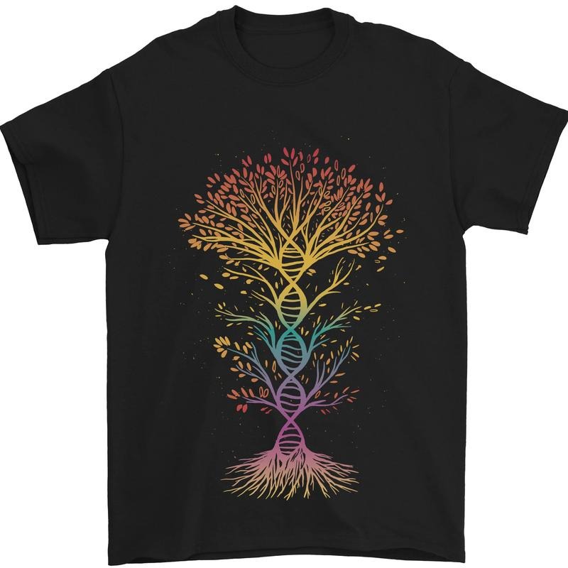 Colourful DNA Tree Biology Science Mens T-Shirt Cotton Made in USA Hoodie, Sweatshirt | UrbanDripWear.com