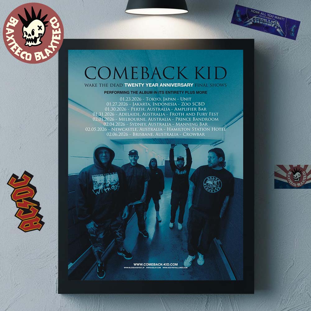 Comeback Kid Wake The Dead Twenty Year Anniversary Final Shows Tour 2026 Asia And Australia Schedule Dates Decor Poster Canvas