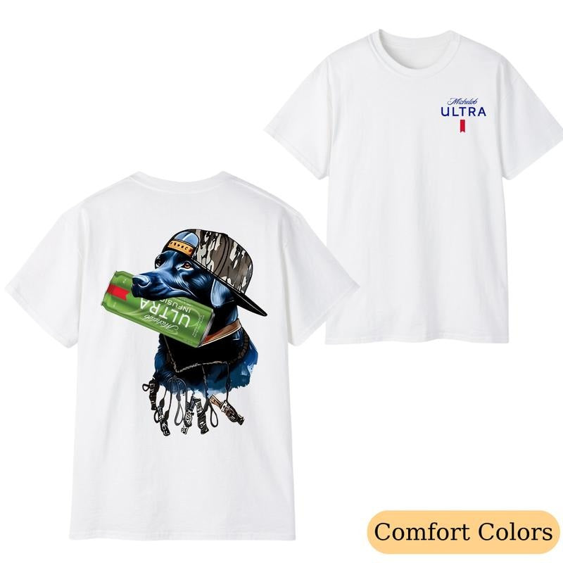 Comfore Color or Gildan - Michelob Ultra Infusions Dog T-Shirt - Funny 2-Sided Hunting Beer Graphic Tee, Camo Southern...