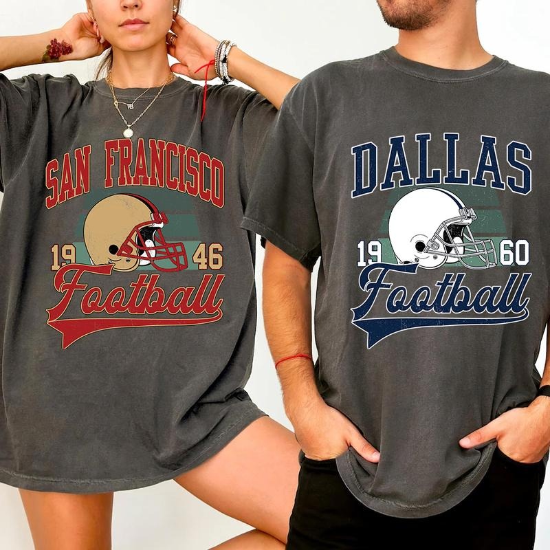 Comfort Color All 32 Teams Vintage Football T-Shirt Pepper Classic Fit Unisex Tee for Game Day Tailgating & Team Pride...