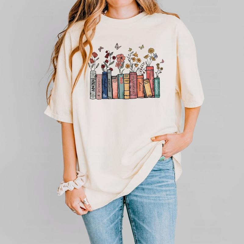 Comfort Color Book Lover Shirt, Book Lover T-shirt, Shirt For Book Lover,  Flower Books Shirt, Gift for Book Lover,...