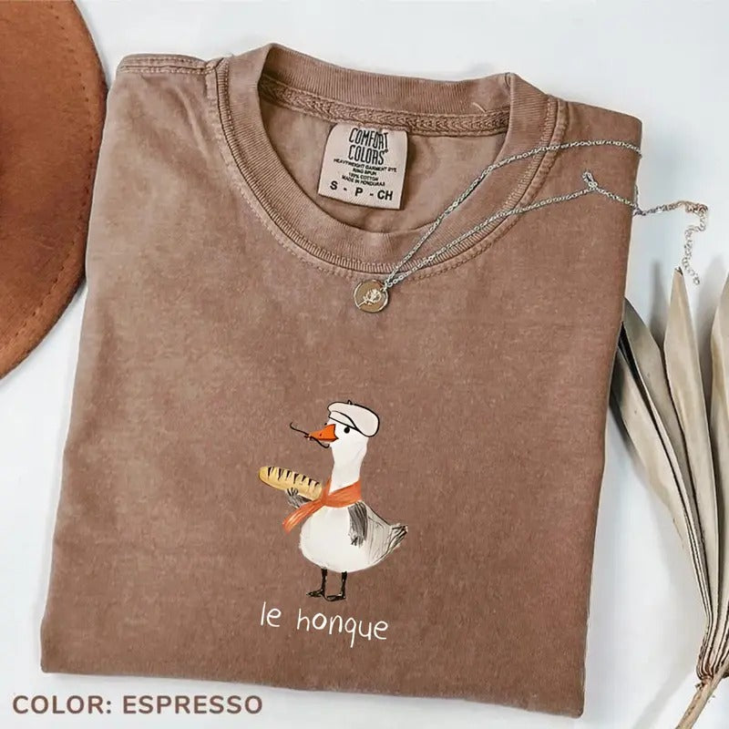 Comfort Color French Goose T-shirt, Le Honque Funny Shirt, Silly France Trip Vacation Present For Animal Duck Bird Geese...